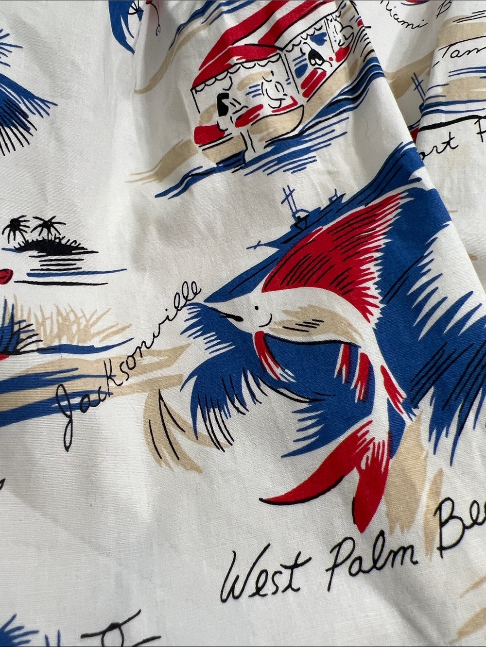 Brooks Brothers Cream Skater Skirt with Red & Blue Nautical Print - Picture 11 of 12